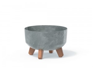 Горщик для квітів Gracia Low Beton Effect, 240мм круглий низький на ніжках